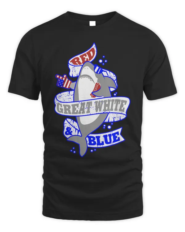 Shark Pet Red Great White Blue Funny USA Shark America Pride