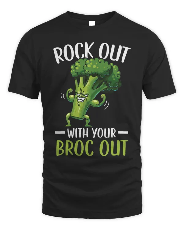 Rock Out With Your Broc Out Broccoli Vegan Vegetarian T-Shirt