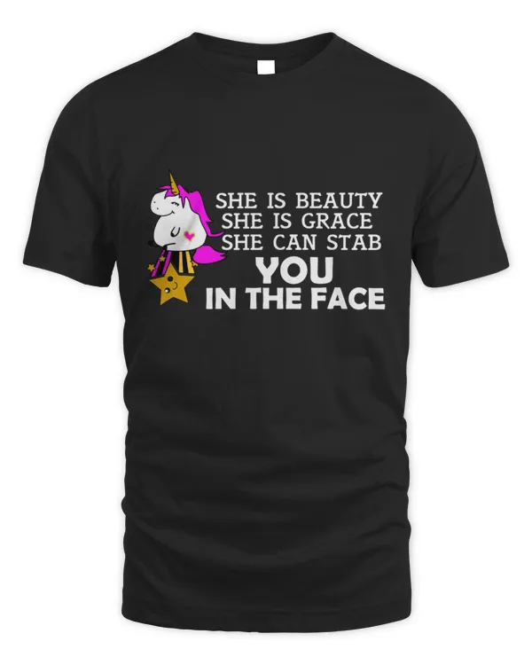 unicorn She is Beauty She is Grace Funny Gift T-Shirt
