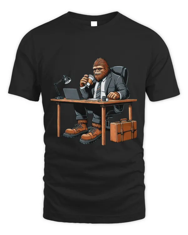 Drinker Coffee Mens Bigfoot At Work Office Job Coffee Sasquatch Desk Job