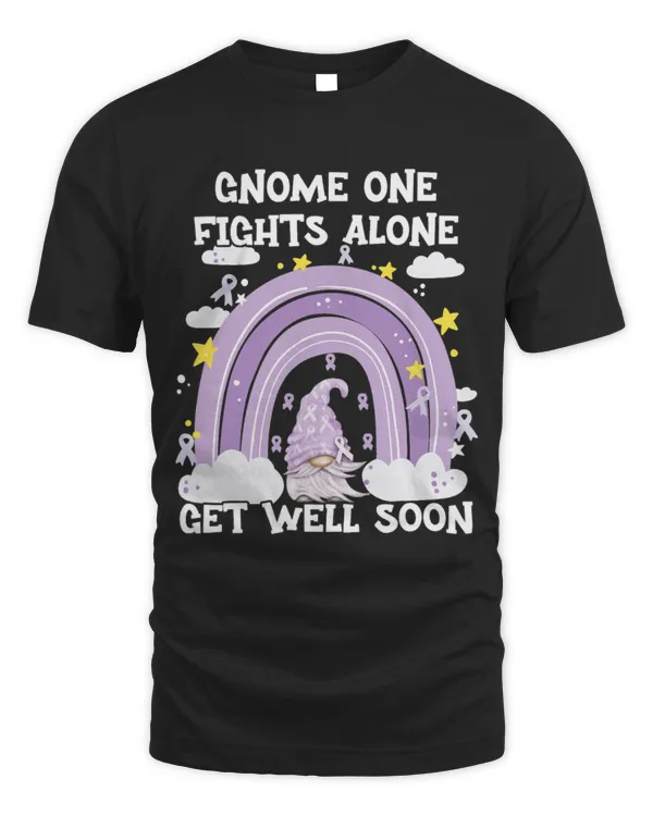 Gnome One Fights Alone Lavender  All Cancer Awareness T-Shirt