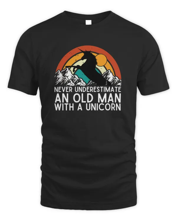 vintage Never Underestimate An Old Man With A unicorn fathers day grandpa T-Shirt