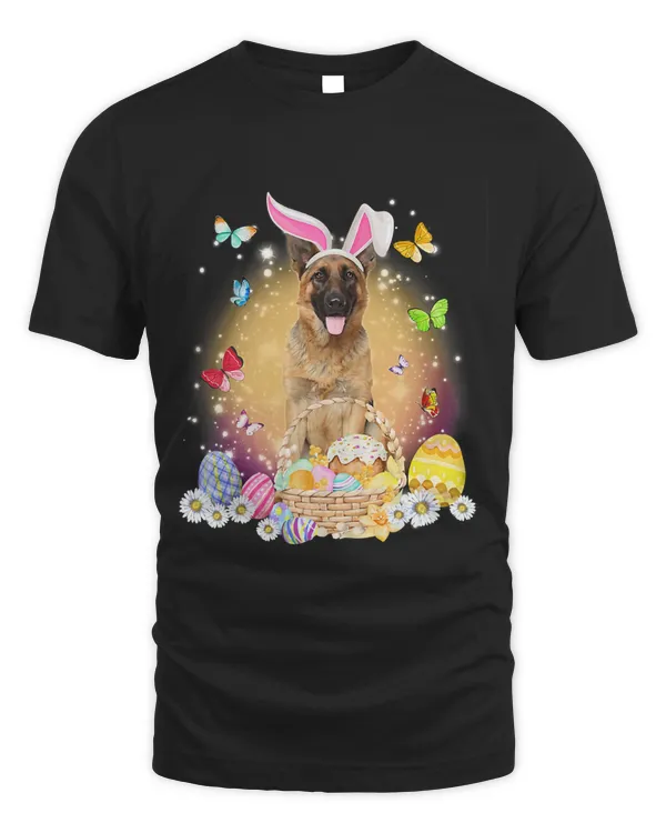 Funny Easter Bunny German Shepherd Dog Bunny Ear Egg Basket