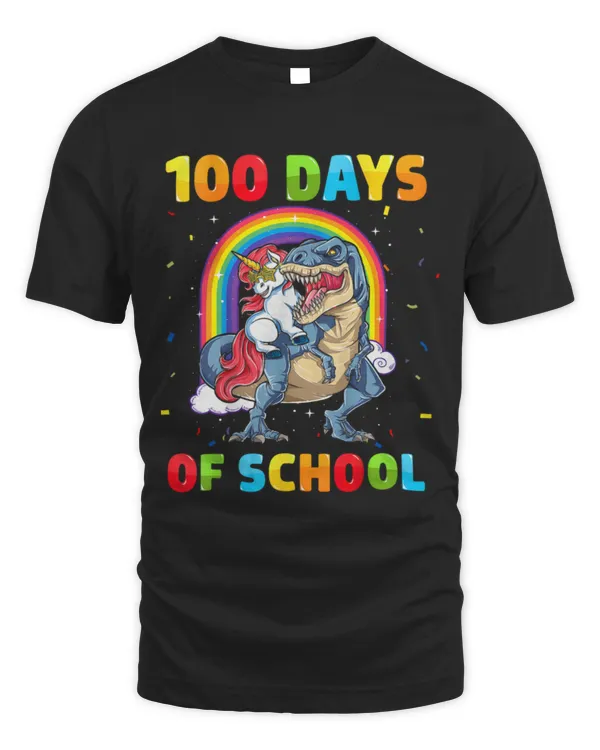 100 Days Of School Funny Unicorn Dinosaur Kids Boys Girls