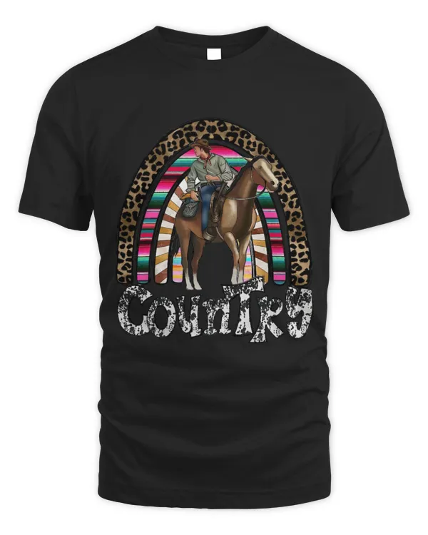 Leopard Rainbow Cowboy Riding Horse Western Country Rodeo
