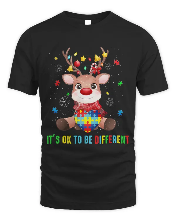Funny Autism Awareness Reindeer Its Ok To Be Different Autism Awareness Xmas