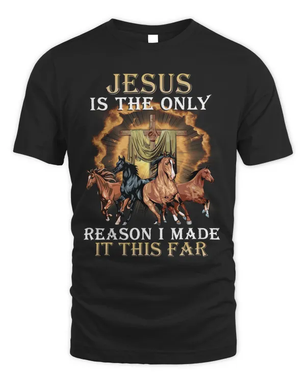 JESUS IS THE ONLY REASON I MADE IT THIS FAR, HORSE T-SHIRT, JESUS T-SHIRT, GOD T-SHIRT