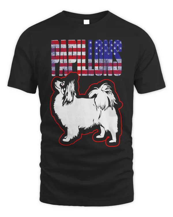 Dog Papillons Dog American Flag