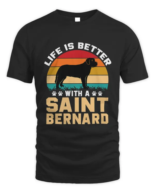 Cute Funny Dog Gifts - Life Is Better With A Saint Bernard Premium T-shirt