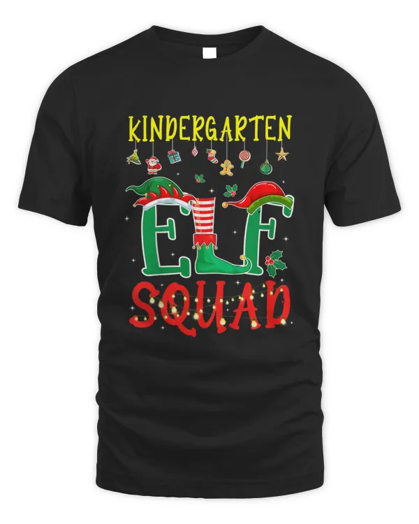 Christmas Teacher Kindergarten Elf Squad Matching Group Xmas T-shirt