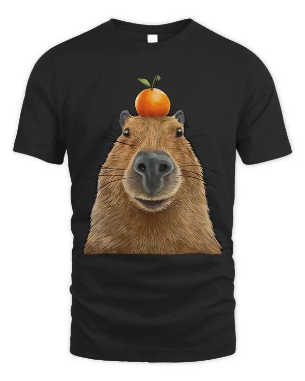 Cute Capybara With Orange on Head Funny Capybara