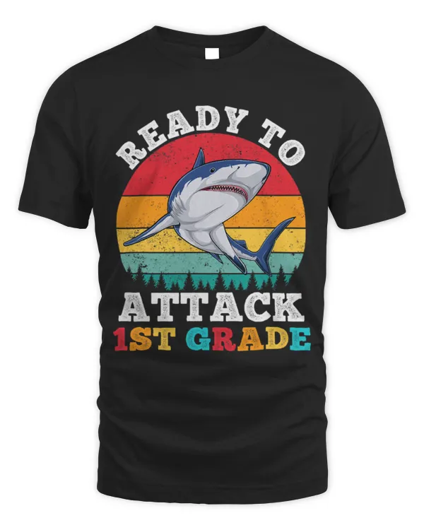 Shark Pet Ready To Attack First Grade Shark 1st Grade Kids Boys Funny