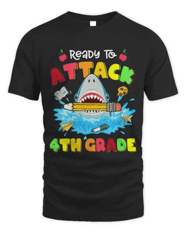 Shark Pet Ready To Attack 4th Grade Shark Lover Kid Boy Back to School