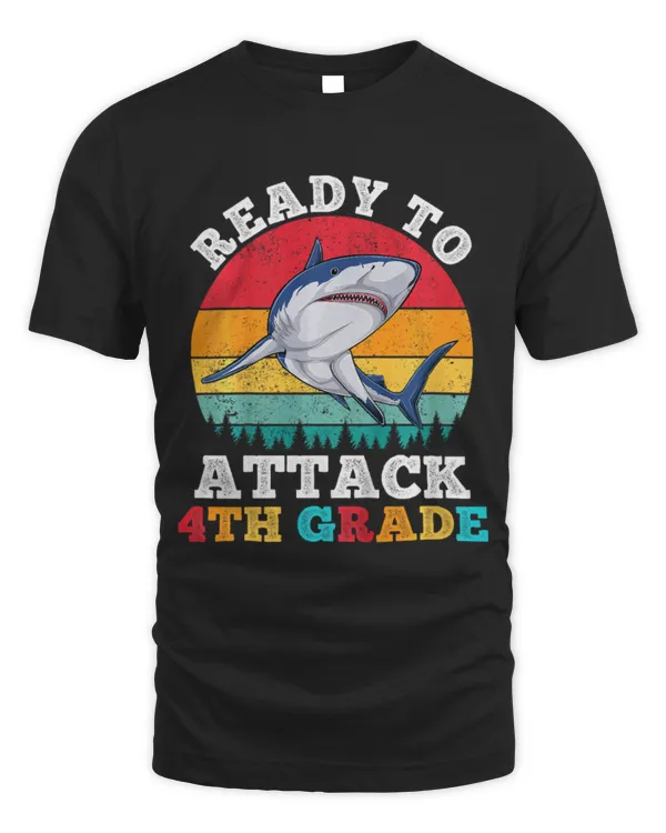 Shark Pet Ready To Attack 4th Fourth Grade Shark Back to School Boys