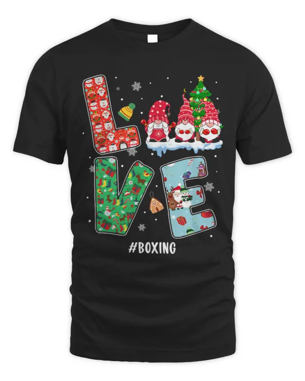 LOVE Boxing Lover Fan Christmas Light Gnome Pajamas