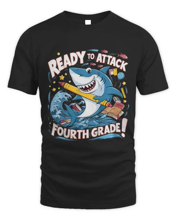 Shark Pet Ready To Attack 4th Grade Shark Back To School Teacher Kids 1
