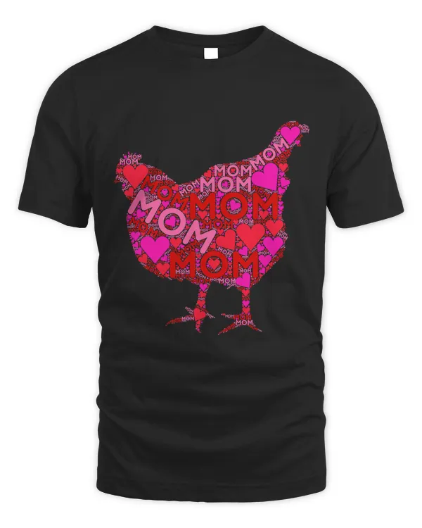 Pink Red Heart Love Mom Chicken Mama Mothers Day