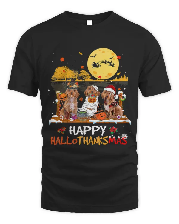 Cute Cockapoo Happy Hallothanksmas Halloween Thanksgiving Xmas 3
