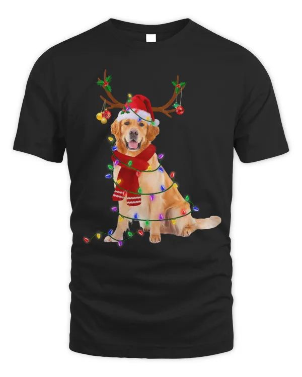 Cute Golden Retriever Reindeer Christmas Lights Xmas Dog Lover 103