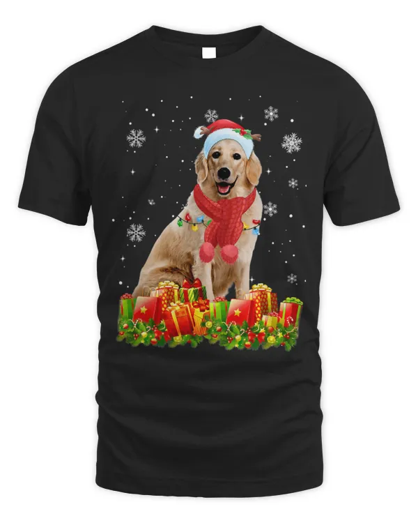 Cute Golden Retriever Reindeer Golden Retriever Dog With Santa Hat Christmas Light 390