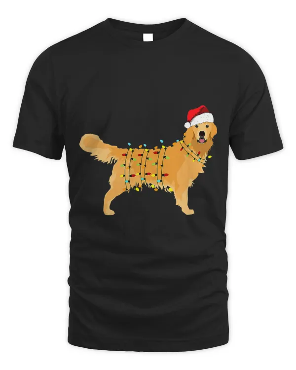 Cute Golden Retriever Reindeer Plaid Santa Hat Christmas Pajamas