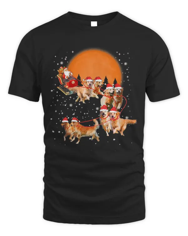 Cute Golden Retriever Reindeer Santa Sleigh Christmas Dog Lover 320