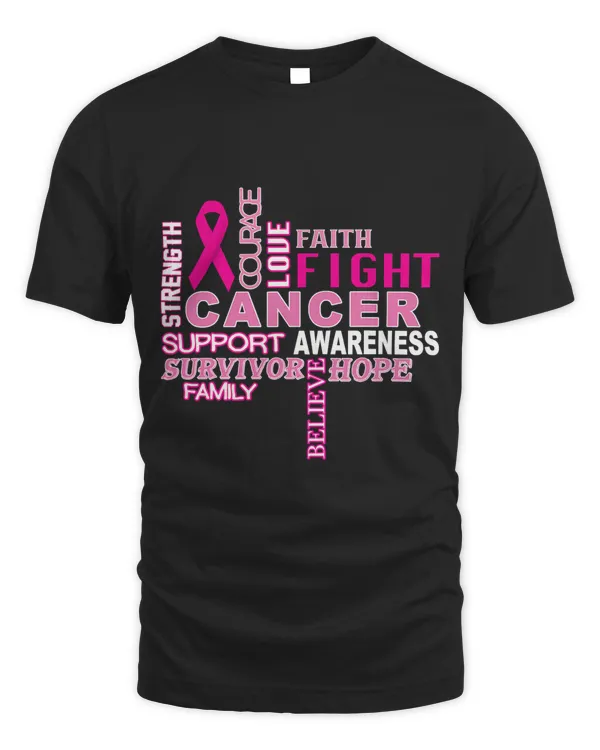 Fighter Breast Cancer Awareness Pink Ribbon Faith Hope Love