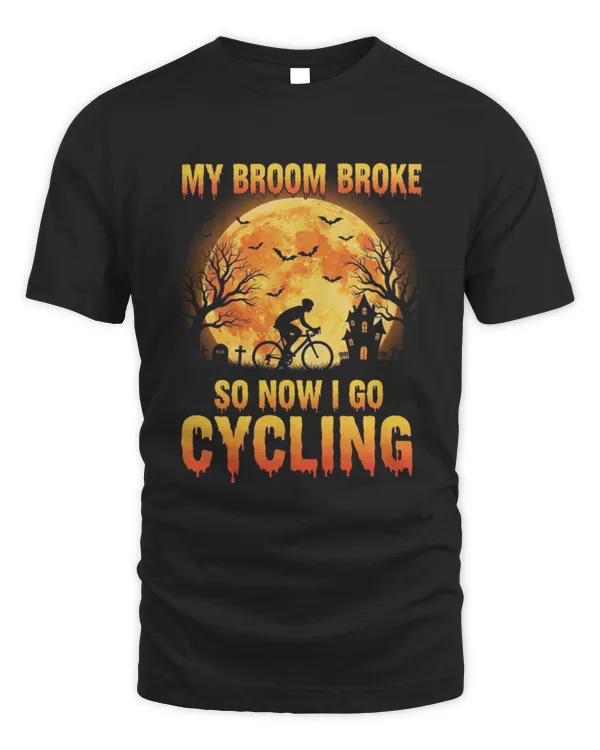 My Broom Broke So Now I Go Cycling Halloween Tank Top Cycling T Shirt