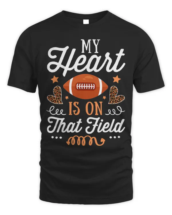 My Heart is on That Field Funny Football Leopard Mom