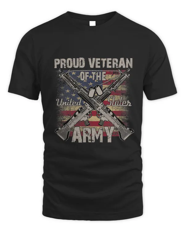 Proud Veteran of the United States. USA Flag and AR15 Gun 257