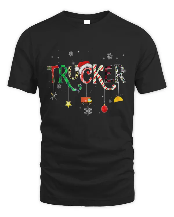 Funny Christmas Trucker Family Matching Buffalo Plaid Xmas T-shirt