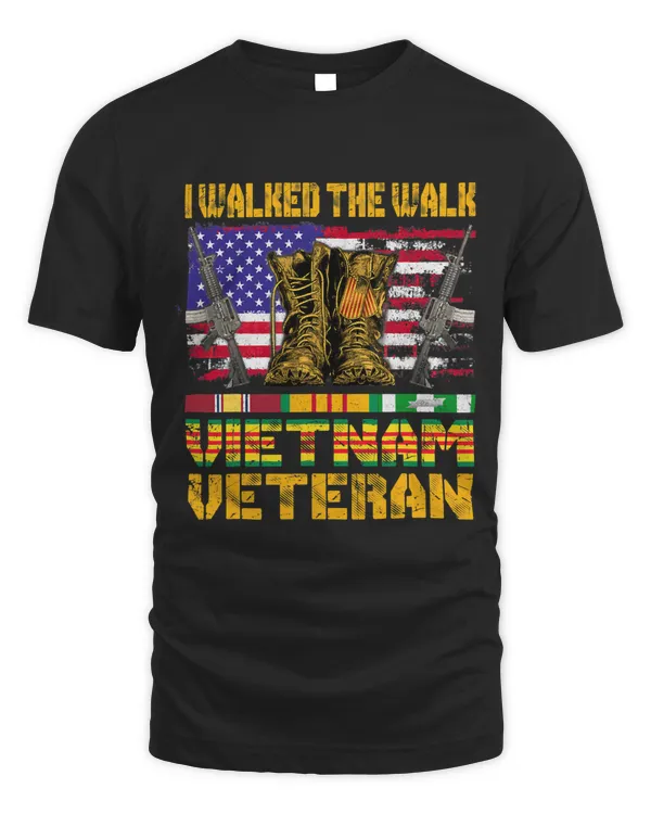 Vietnam Veteran With US Flag With Combat Boots Patriotic 209