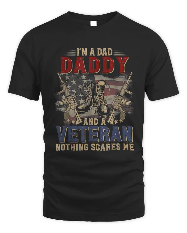 Im A Dad Daddy And A Veteran US Flag Vintage Fathers Day 47