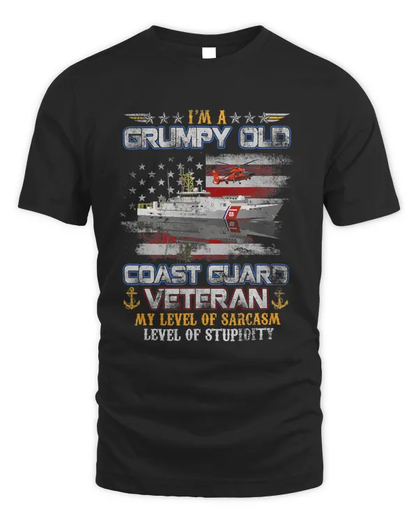 Im A Grumpy Old Coast Guard Veteran Flag Vintage Patriotic 186