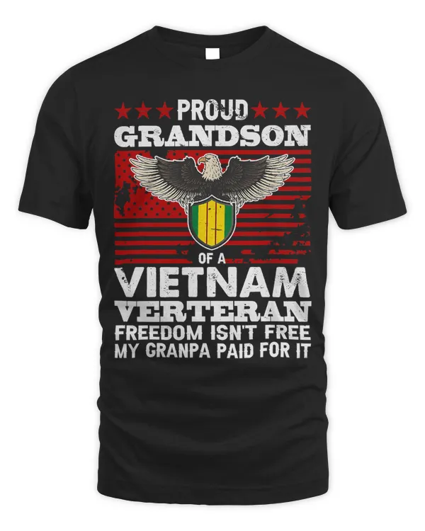 Proud Grandson Of A Vietnam Veteran Ribbon Patriotic Family 433