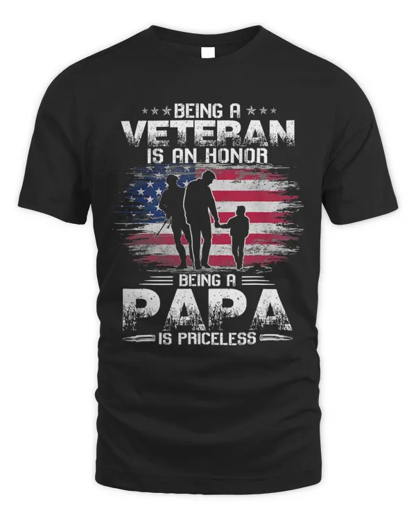 Veteran Papa Grandpa Fathers Day Vintage US Flag 39