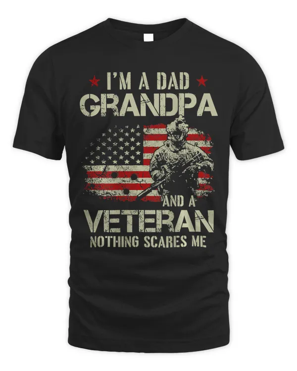 Mens Im A Dad Grandpa And A Veteran Flag USA Fathers Day 213