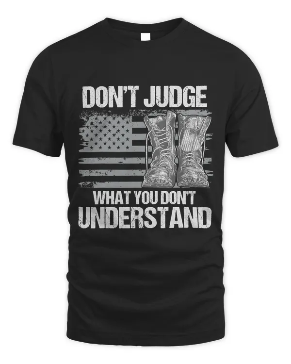 Vintage Dont Judge Grandpa Dad Veteran Patriotic US Flag 112