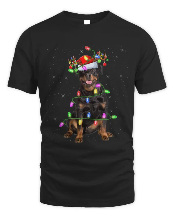 Cute Rottweiler Xmas Lights Santa Rottweiler Christmas Cute Rottweiler Xmas Lights Santa Rottweiler Christmas