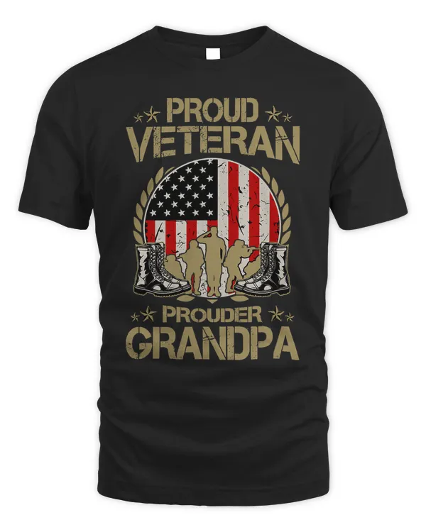 Mens US Flag Veteran Proud Veteran Prouder Grandpa 388