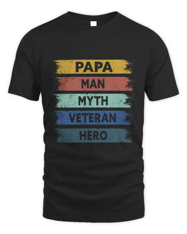Mens Papa Man Myth Veteran Hero Proud Dad Funny Fathers Day 16