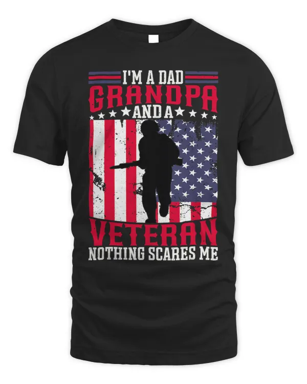 Mens IM A Dad Grandpa Veteran USA Flag Fathers Day 4th Of July 270
