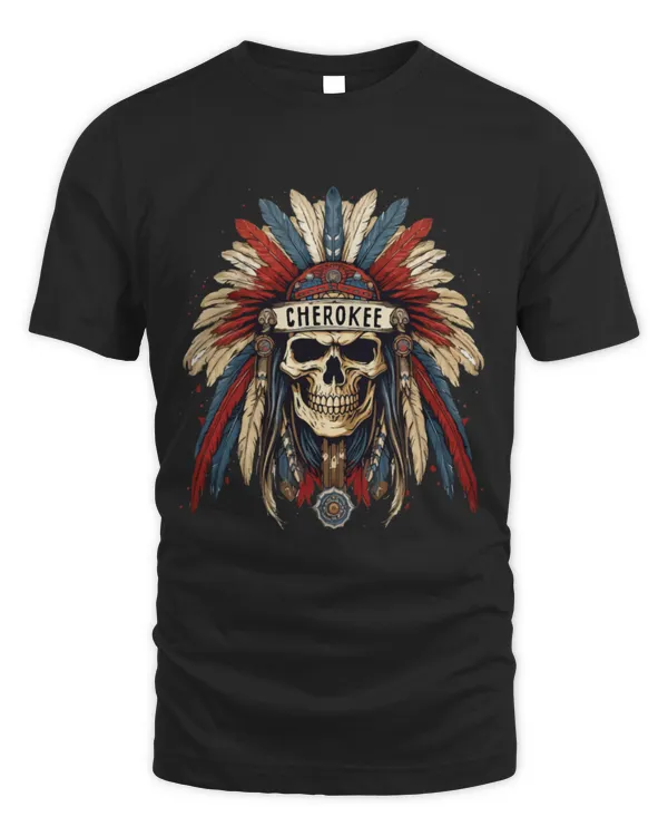 Indigenous People Cherokee Native Indian Skull Warrior American Heritage - Unisex Standard T-Shirt Unisex Standard T-Shirt