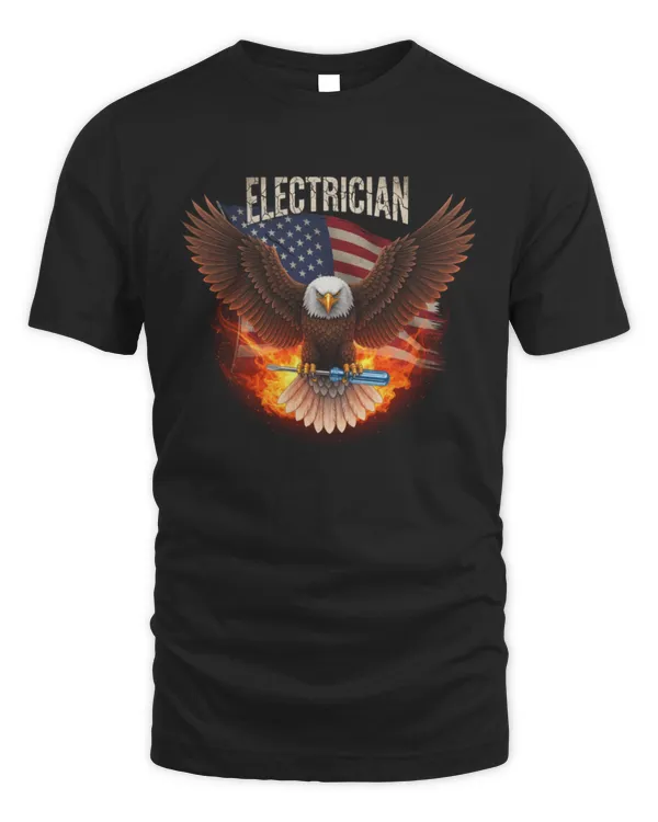 American Flag Eagle Patriotic Electrician Pride T-Shirt