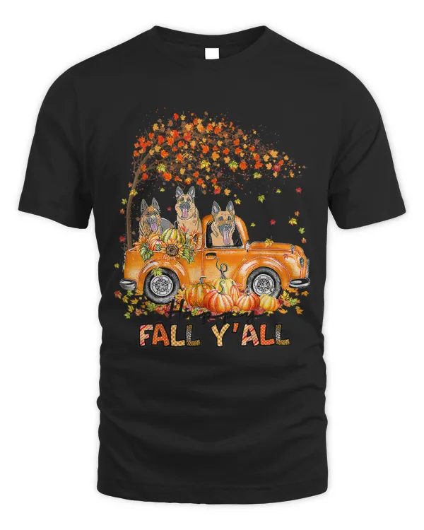 Happy Fall Yall German Shepherd Riding Truck Pumpkin Autumn134