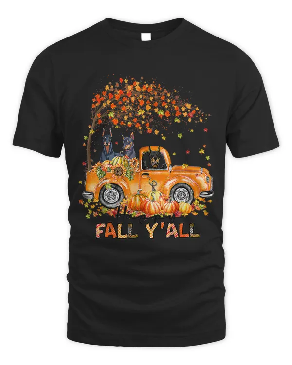 Happy Fall Yall Doberman Riding Truck Pumpkin Autumn Fall138