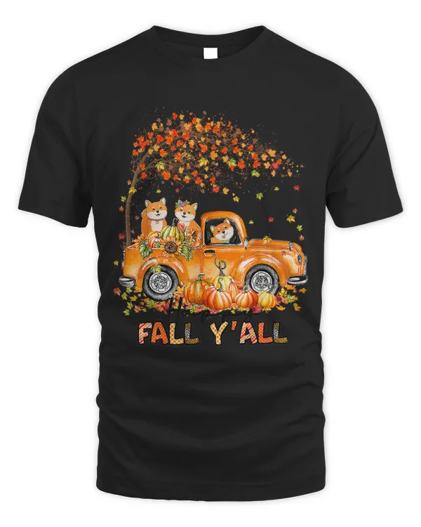 Happy Fall Yall Akita Inu Riding Truck Pumpkin Autumn Fall131