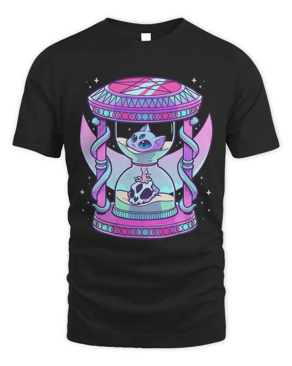 Pastel Goth Cat Skull Hourglass Kawaii Menhera Occult Kitten