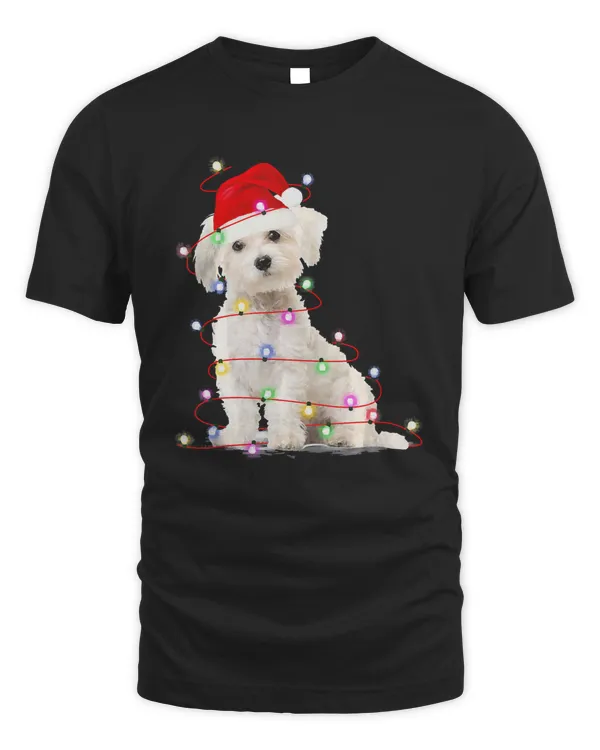 Maltese Christmas Dog Lights T Shirt Cute Gifts Tee Dog Gift T-Shirt