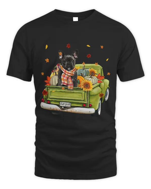 Happy Fall Yall French Bulldog Dog On Truck Pumpkin Fall48